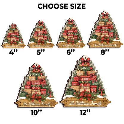 Family Christmas Ornament 2025, Personalized Stacked Gifts Family Ornament