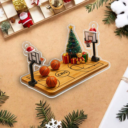 Personalized Basketball Court Flat 2D Christmas Ornament