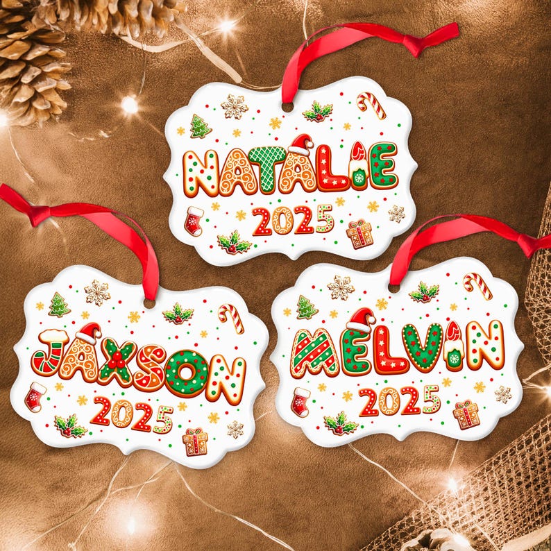 Custom Gingerbread Alphabet Name Christmas Ornament 2025