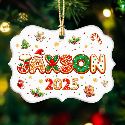 Custom Gingerbread Alphabet Name Christmas Ornament 2025