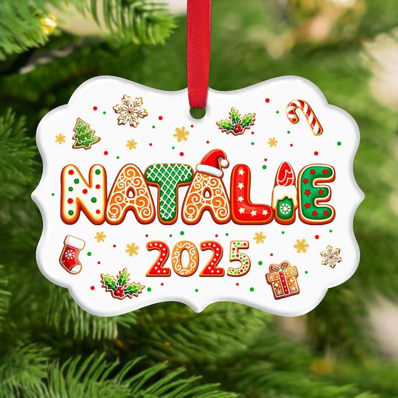 Custom Gingerbread Alphabet Name Christmas Ornament 2025