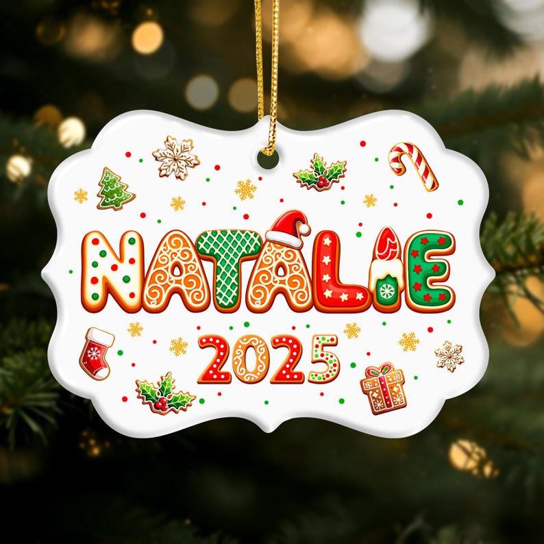 Custom Gingerbread Alphabet Name Christmas Ornament 2025