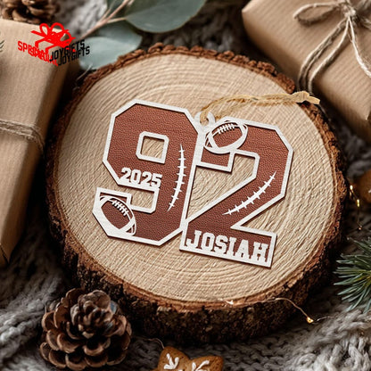 Custom Football American Ornament, Football Number Christmas Gift