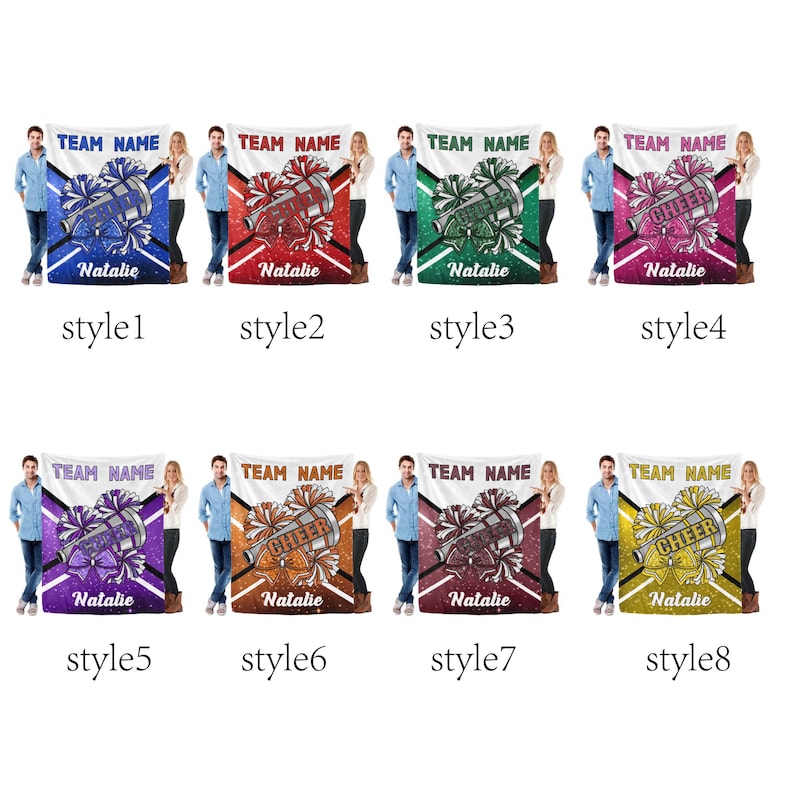 Custom Cheerleading Flannel Blanket, Personalized Team Gift