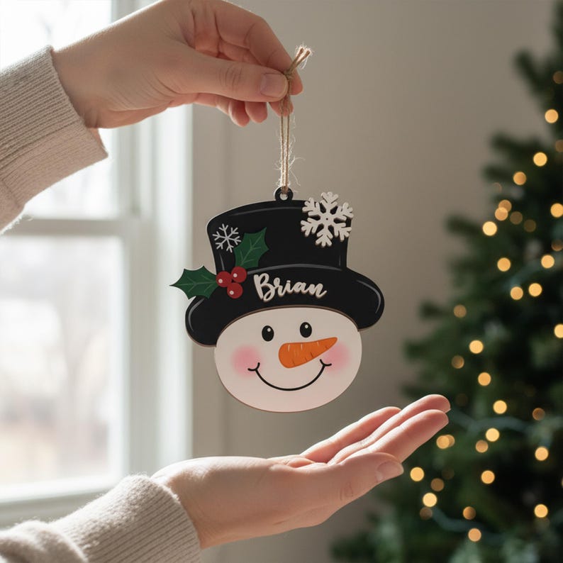Personalized Snowman Family Ornament, Grandma Grandpa & Grandkids Christmas