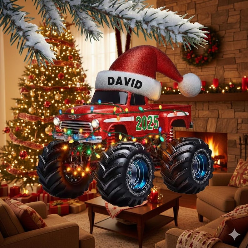 Personalized Monster Truck Christmas Ornament, Truck Ornament