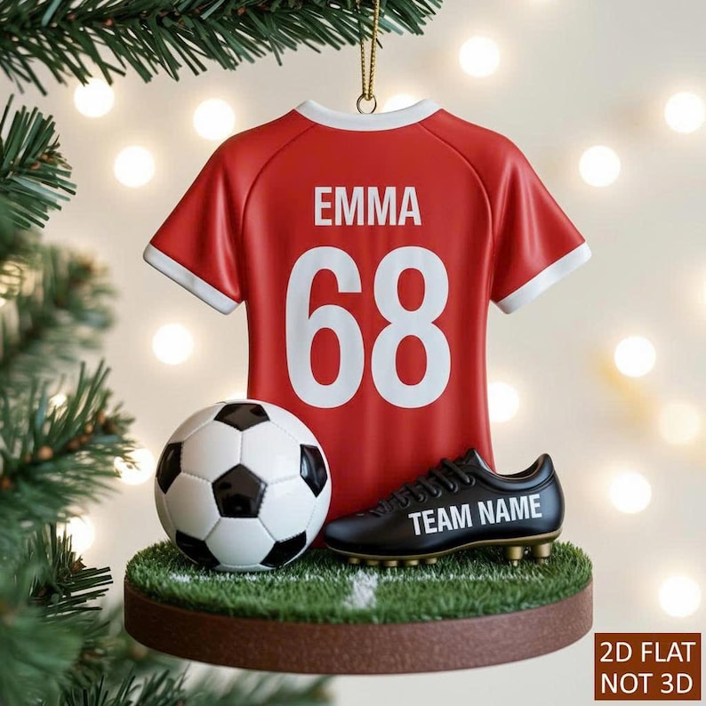 Personalized Soccer Sport Christmas Tree Ornament for Kids