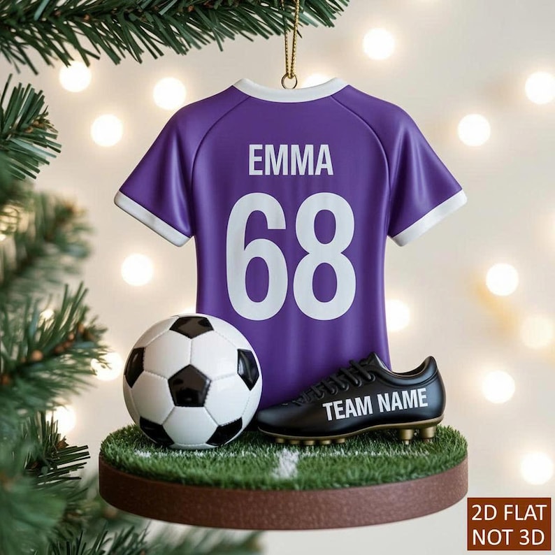 Personalized Soccer Sport Christmas Tree Ornament for Kids