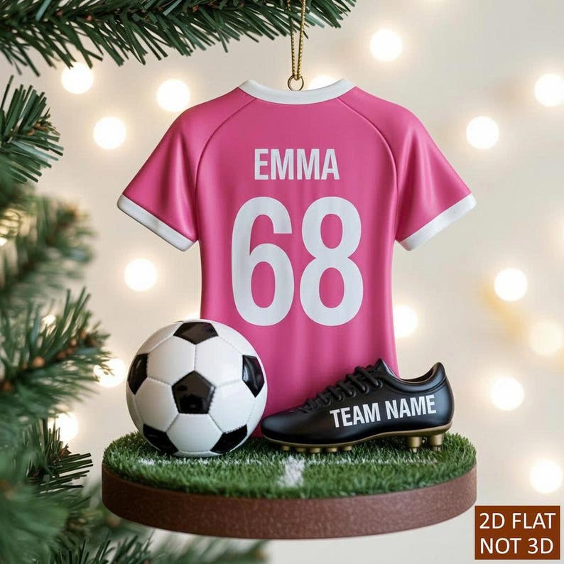 Personalized Soccer Sport Christmas Tree Ornament for Kids