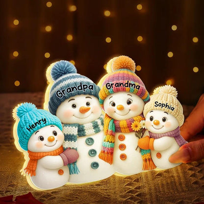 Snowman Grandma, Grandpa, Grandparents and Grandkids Personalized Light Box