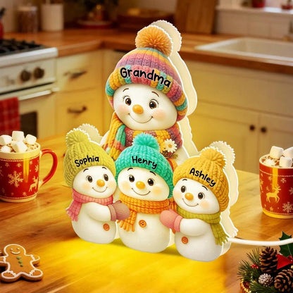 Snowman Grandma, Grandpa, Grandparents and Grandkids Personalized Light Box