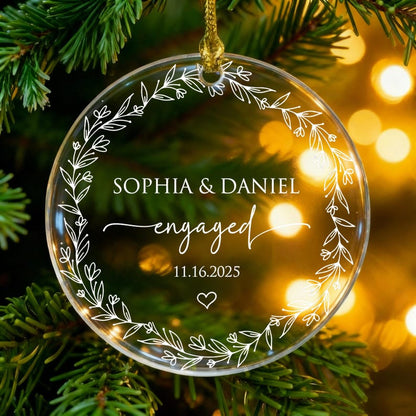 Personalized Engaged Ornament ,Wedding Keepsake Ornament