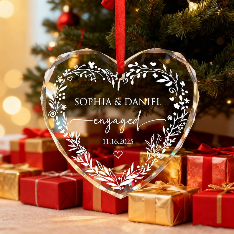 Personalized Engaged Ornament ,Wedding Keepsake Ornament
