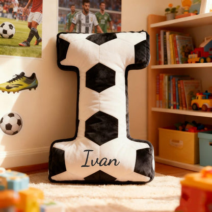 Personalized Soccer Ball Letter Pillow Custom Initial Pillow with name