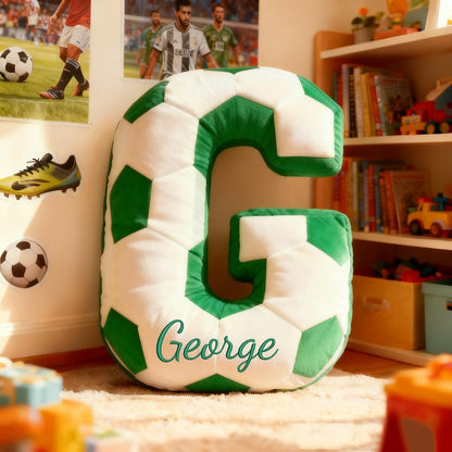 Personalized Soccer Ball Letter Pillow Custom Initial Pillow with name