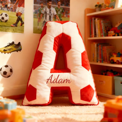 Personalized Soccer Ball Letter Pillow Custom Initial Pillow with name
