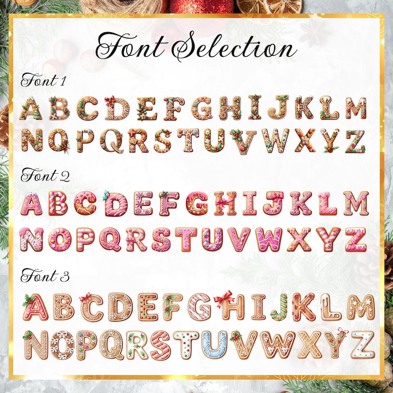 Custom Gingerbread Alphabet Ornaments, Personalised Christmas Decorations