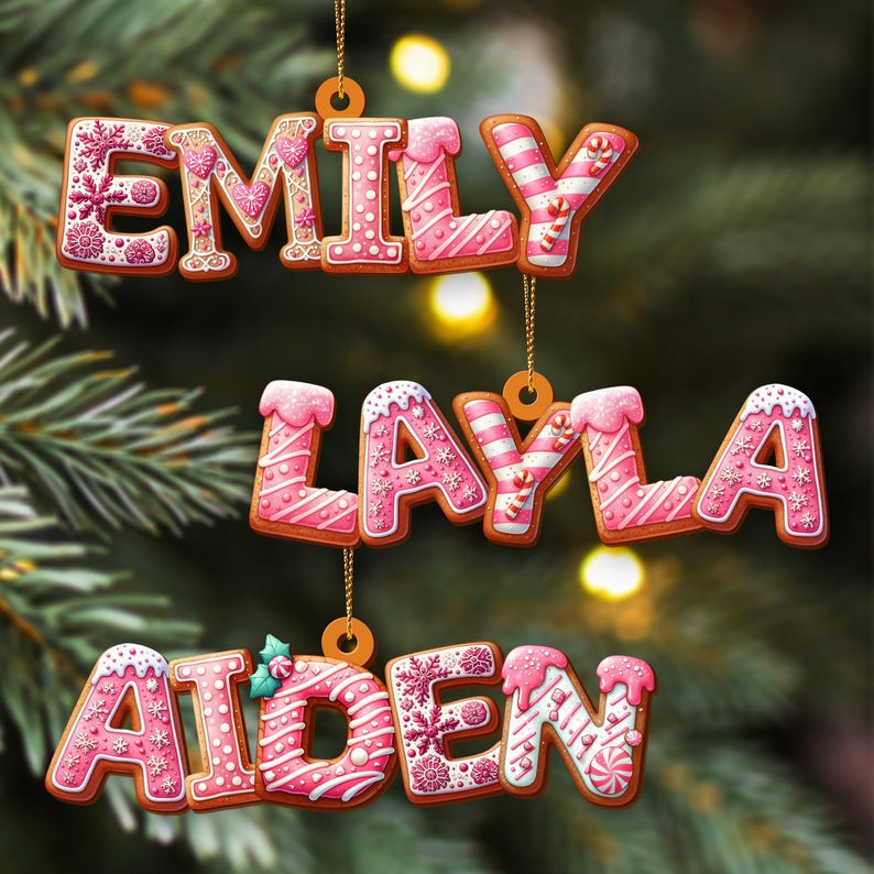 Custom Gingerbread Alphabet Ornaments, Personalised Christmas Decorations