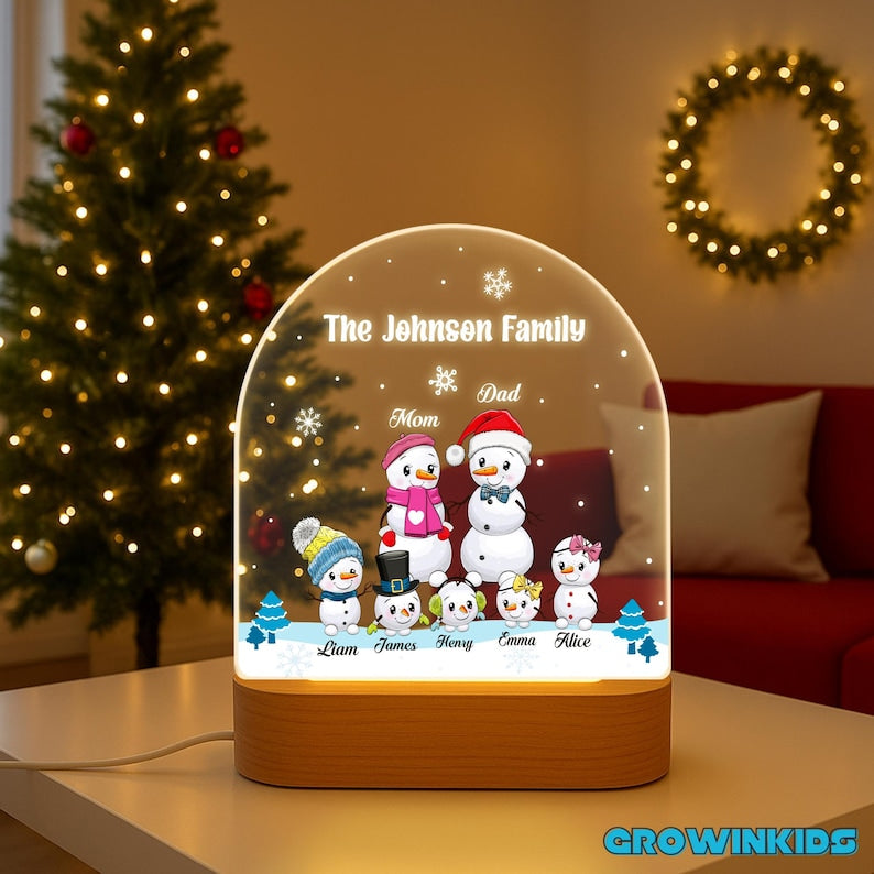 Personalized Snowman Family Night Light