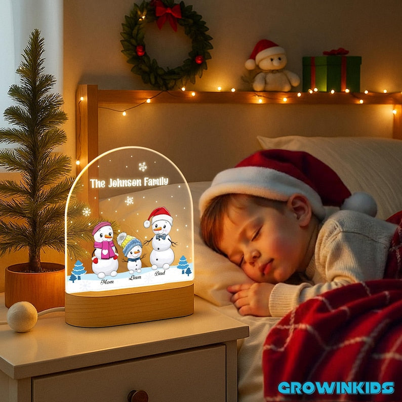 Personalized Snowman Family Night Light