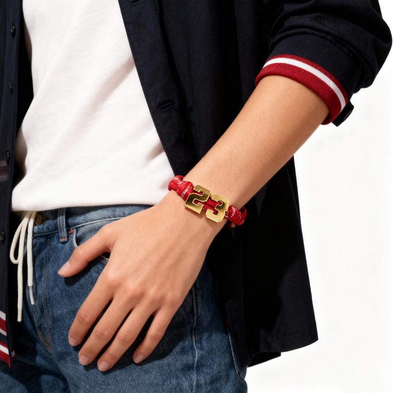 Custom Varsity Number Knotty Bracelet Unisex Personalized Bracelet