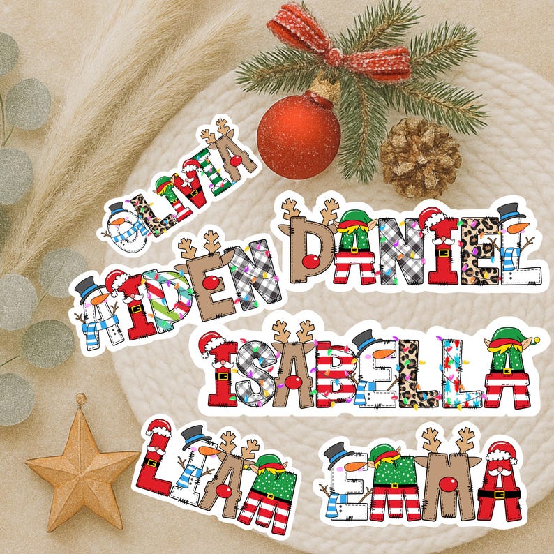 Christmas Name Sticker us, Christmas Personalized Name Sticker