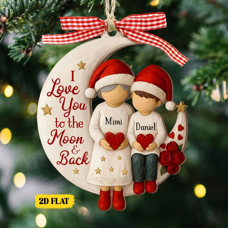 Custom Grandma and Grandson Ornament, 1-6 Grandkids Gift