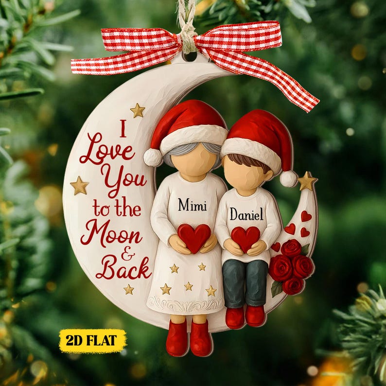 Custom Grandma and Grandson Ornament, 1-6 Grandkids Gift