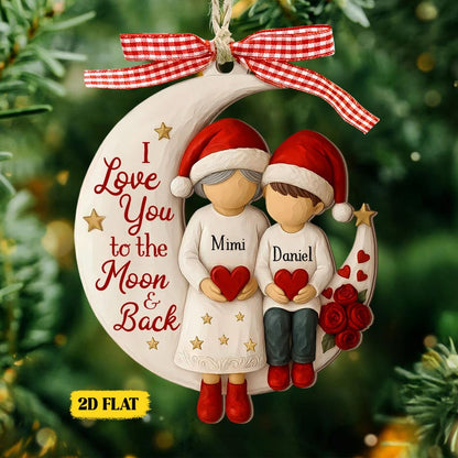 Custom Grandma and Grandson Ornament, 1-6 Grandkids Gift