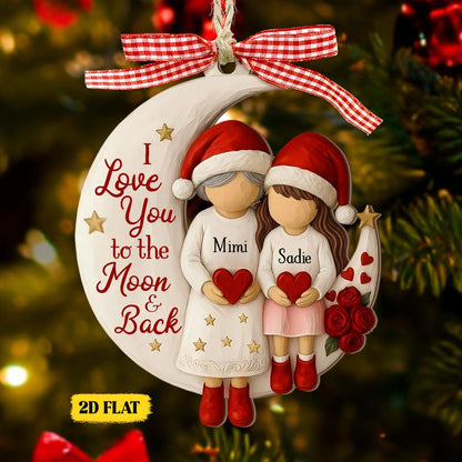 Custom Grandma and Grandson Ornament, 1-6 Grandkids Gift