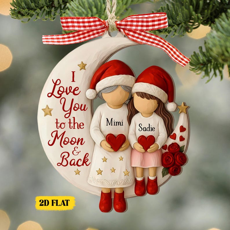 Custom Grandma and Grandson Ornament, 1-6 Grandkids Gift