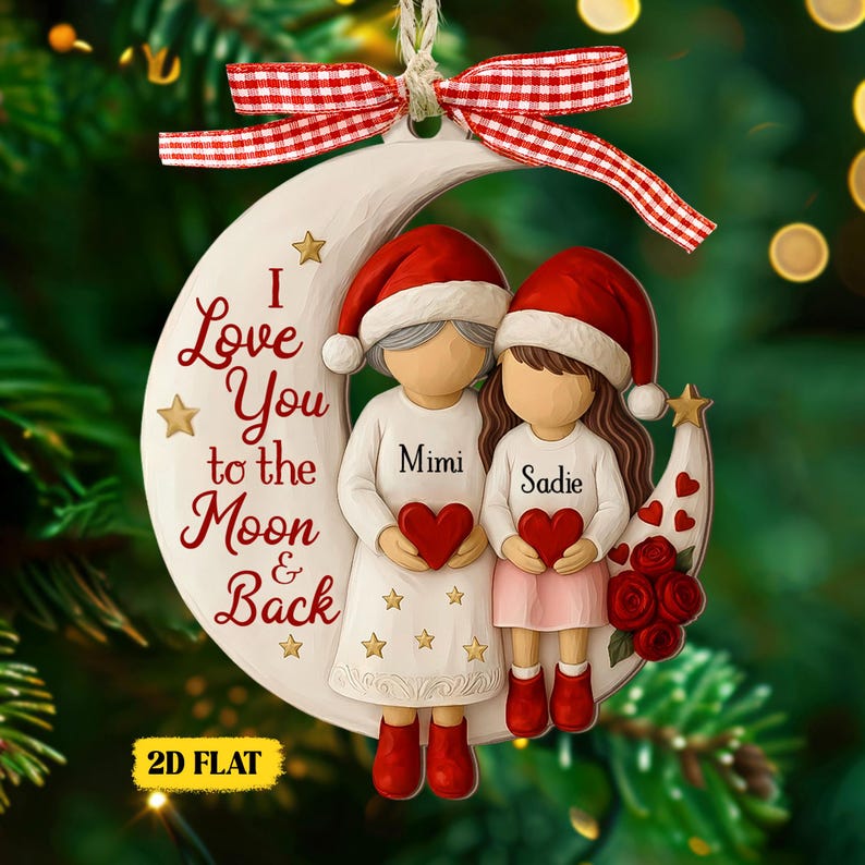 Custom Grandma and Grandson Ornament, 1-6 Grandkids Gift