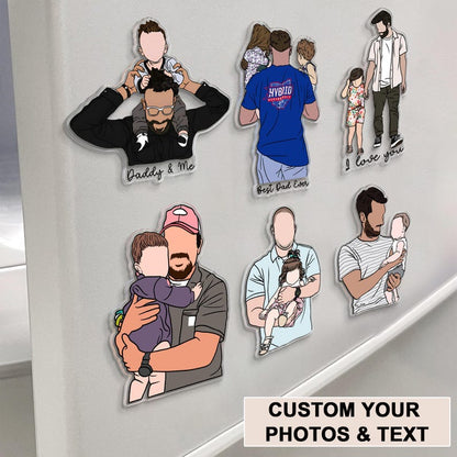 Personalized Dad Photo Magnet, Custom Portrait From Photo Magnet,