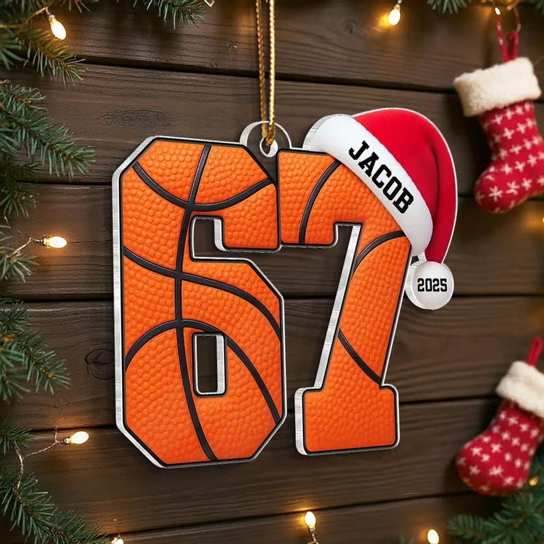 Custom Funny Six Seven 67 Sports Christmas Ornament