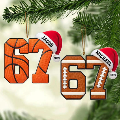 Custom Funny Six Seven 67 Sports Christmas Ornament