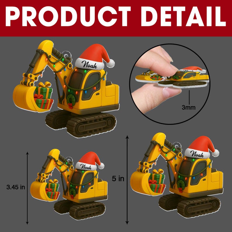 Personalized Excavator Acrylic Ornament