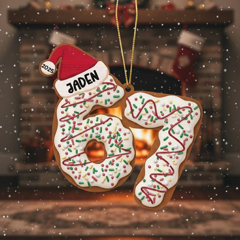 Custom Six Seven Ornament, Teen Slang Funny Tree Decor