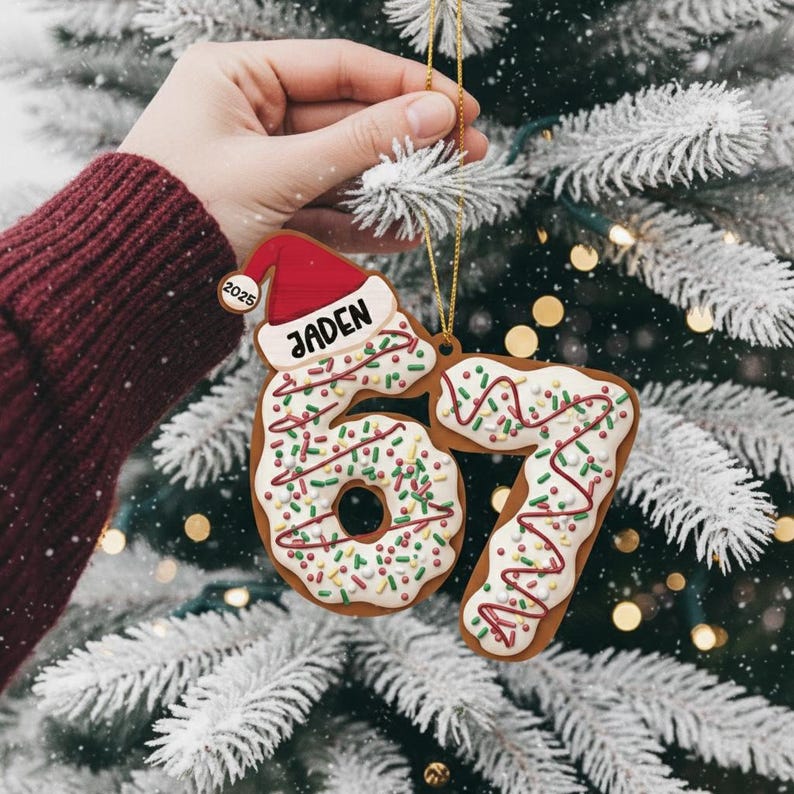 Custom Six Seven Ornament, Teen Slang Funny Tree Decor