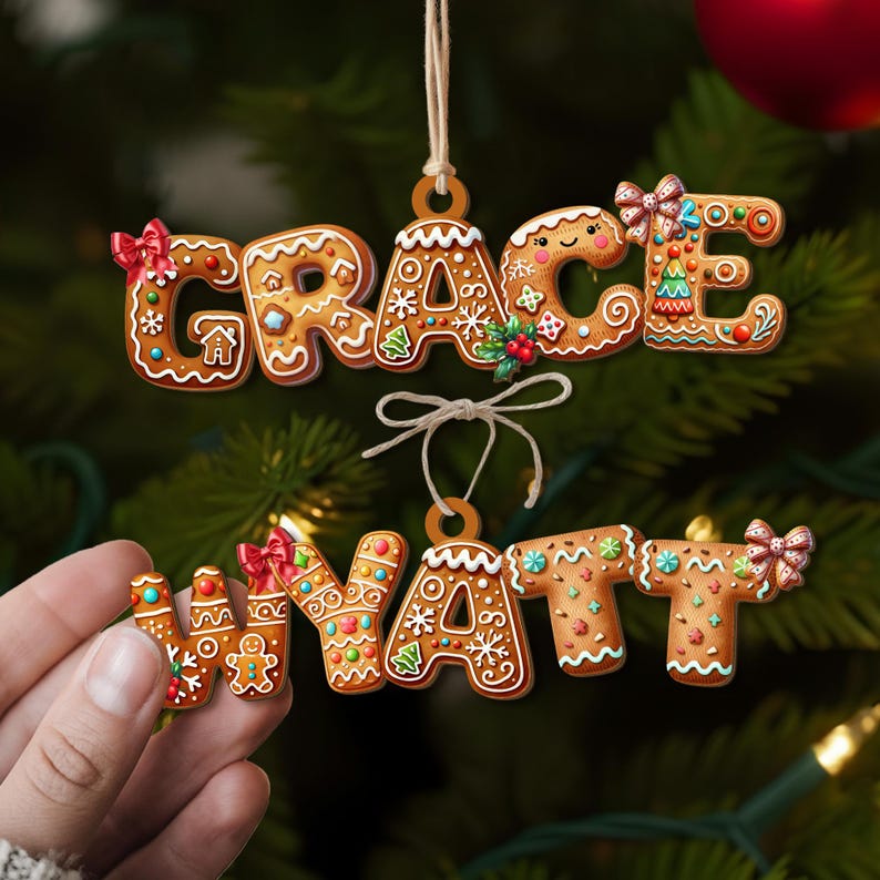 Custom Christmas Alphabet Ornament, Kids Name Ornament