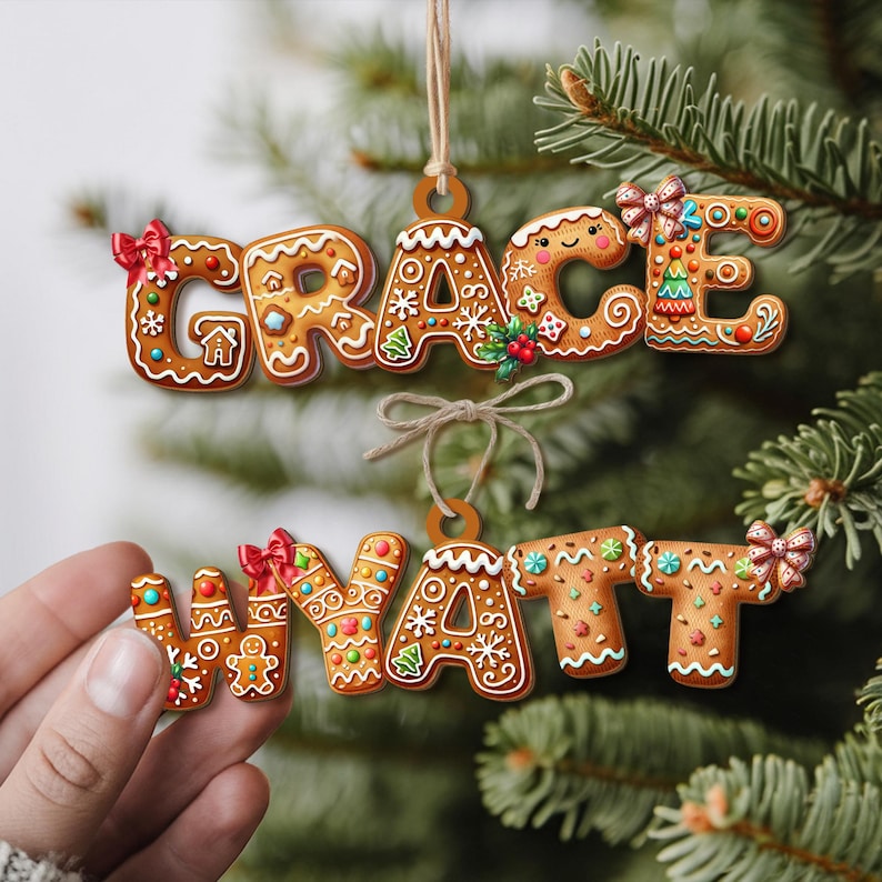 Custom Christmas Alphabet Ornament, Kids Name Ornament