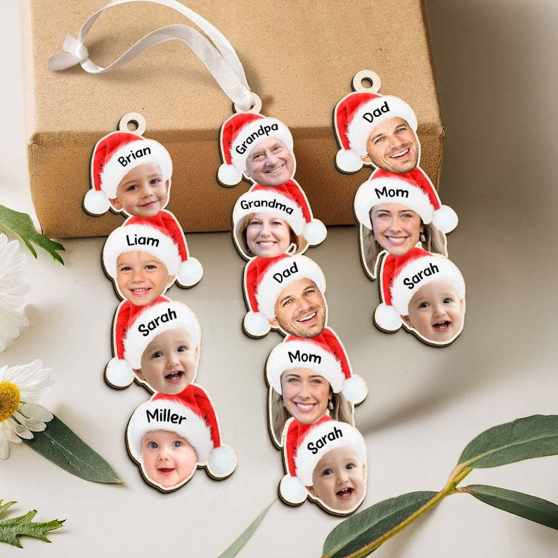Custom Photo Funny Face Family Ornament, Acrylic Christmas Ornament