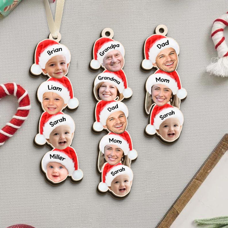 Custom Photo Funny Face Family Ornament, Acrylic Christmas Ornament