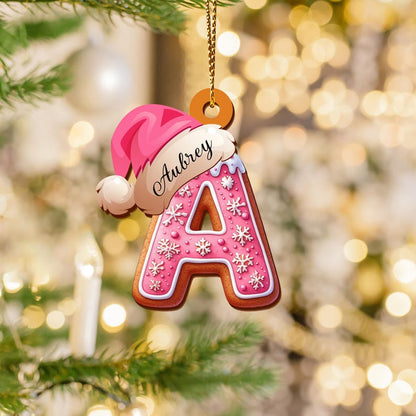 Personalized Gingerbread Letter Ornament, Custom Initial Christmas Decoration
