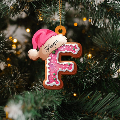 Personalized Gingerbread Letter Ornament, Custom Name Christmas Tree Decor