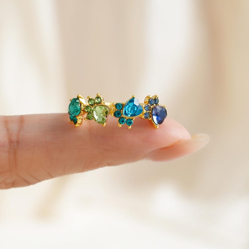 Personalized Cat Paw Birthstone Ring: Sterling Silver Pet Memorial
