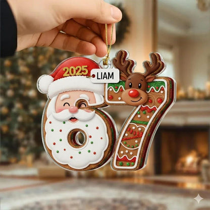 Six Seven Christmas Acrylic Ornament, Teen Slang Ornament