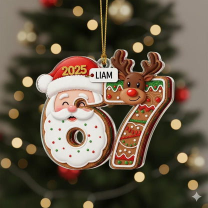Six Seven Christmas Acrylic Ornament, Teen Slang Ornament