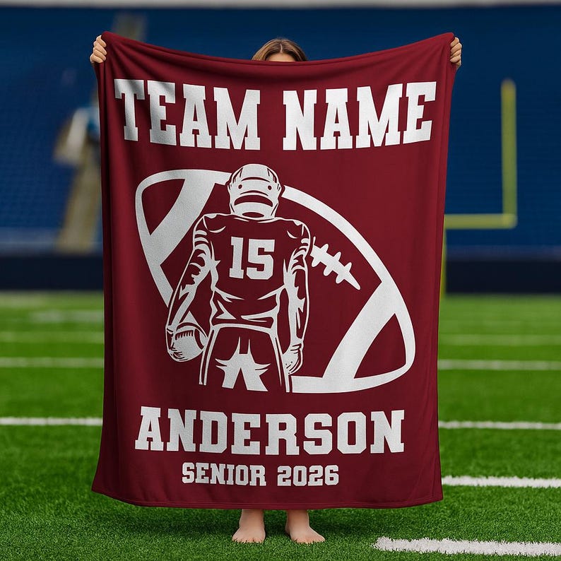 Custom Football Blanket, personalized Name Blanket