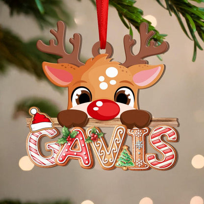 Gingerbread Letter Ornament, Peeking Reindeer Alphabet Ornament