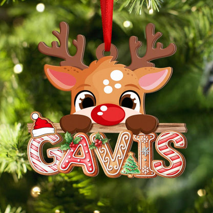 Gingerbread Letter Ornament, Peeking Reindeer Alphabet Ornament